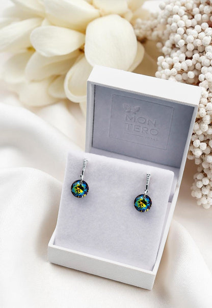 Aros Gracia Plata 925 Cristal Genuino Vitral Medium