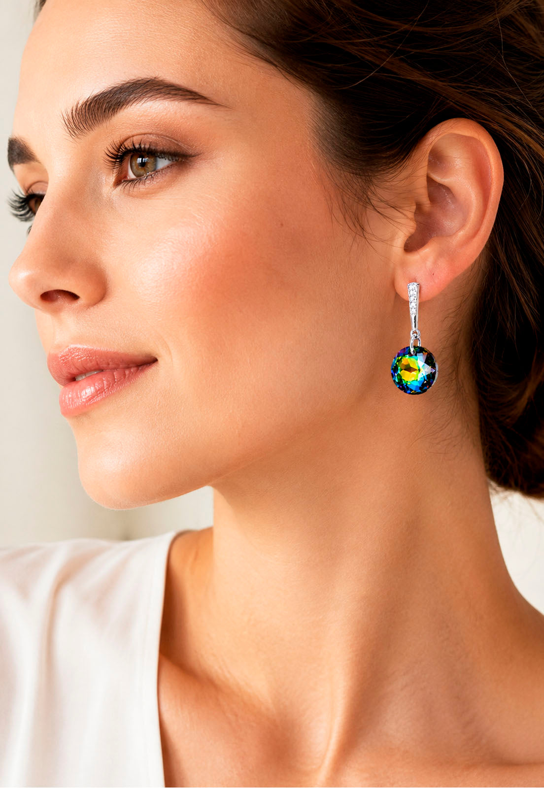 Aros Gracia Plata 925  Cristal Swarovski® Vitral Medium