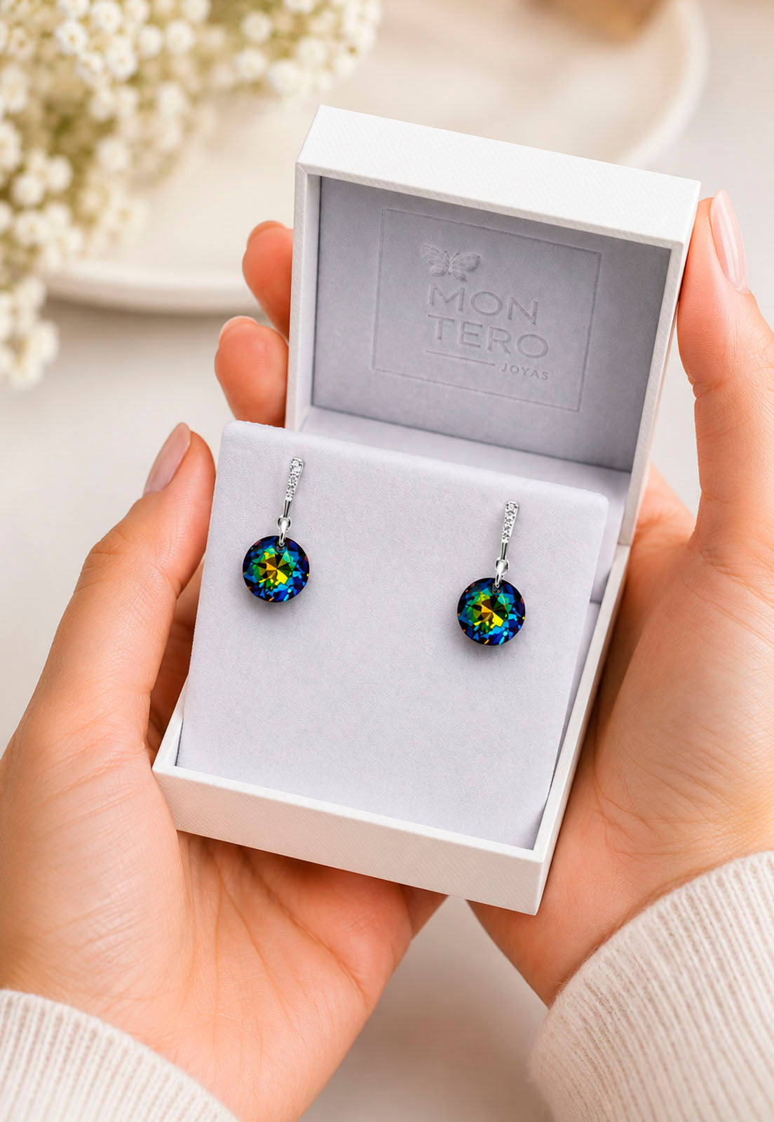 Aros Gracia Plata 925  Cristal Swarovski® Vitral Medium