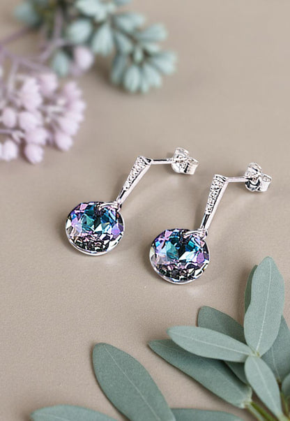 Aros Gracia Plata 925 Cristal Genuino Vitral Light