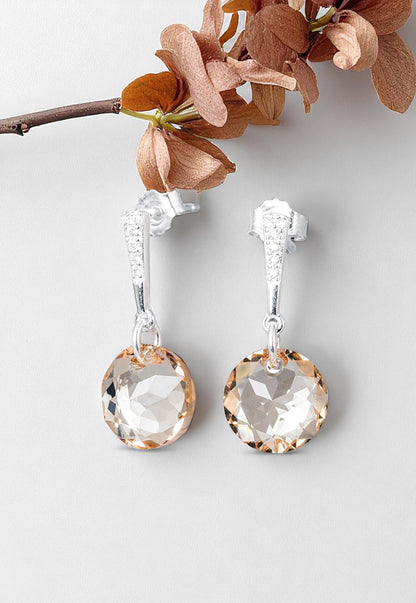 Aros Gracia Plata 925 Cristal Genuino Golden Shadow