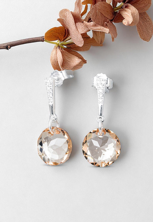 Aros Gracia Plata 925 Cristal Genuino Golden Shadow