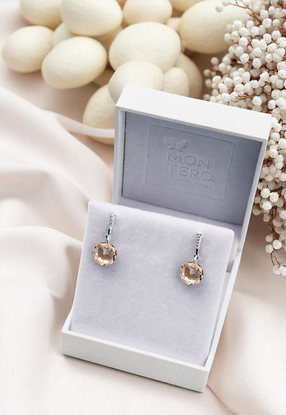 Aros Gracia Plata 925 Cristal Genuino Golden Shadow