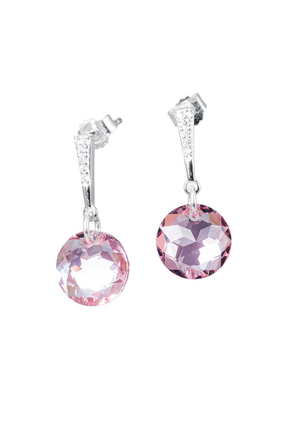 Aros Gracia Plata 925 Cristal Genuino Light Rose