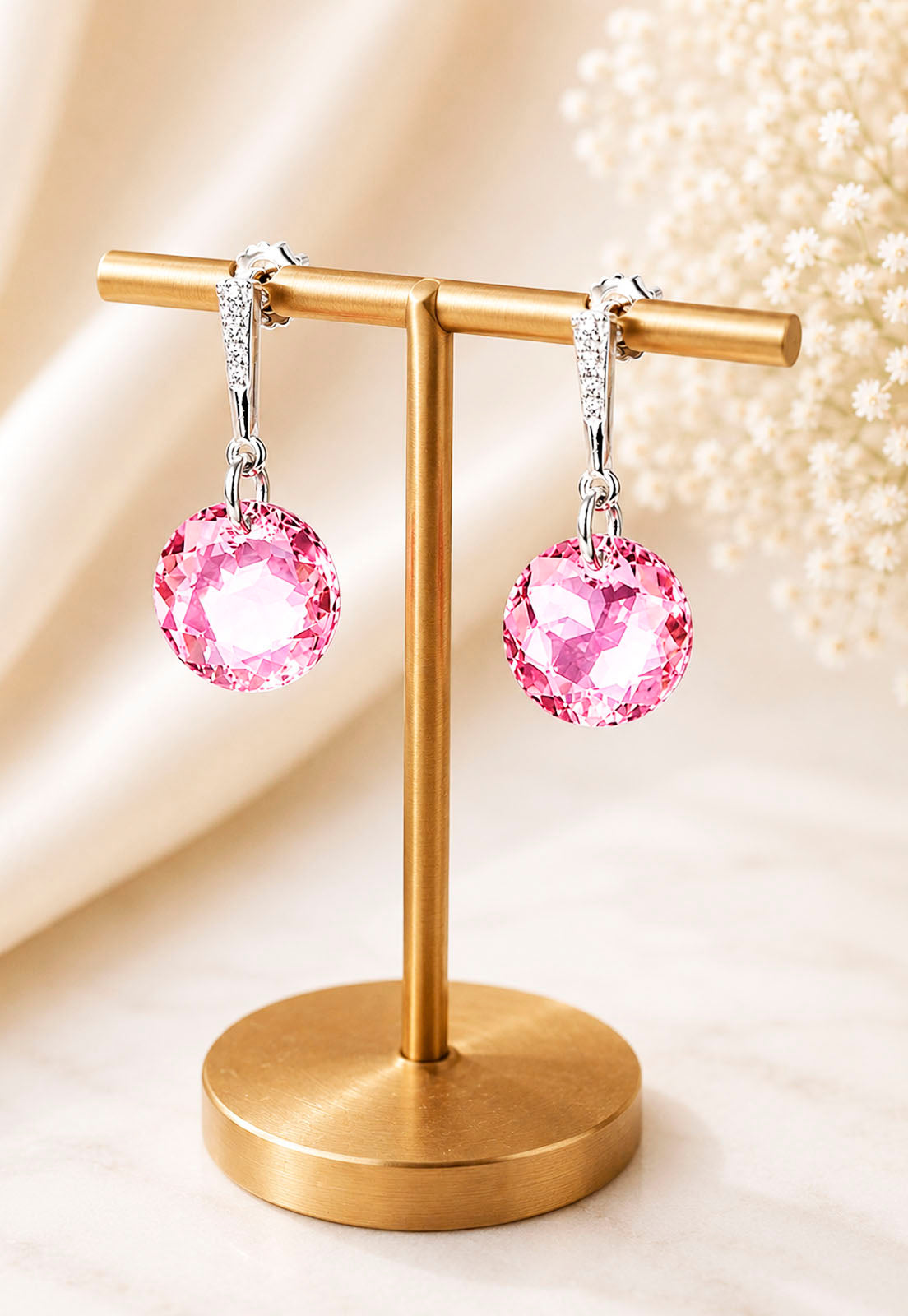 Aros Gracia Plata 925 Cristal Swarovski® Light Rose