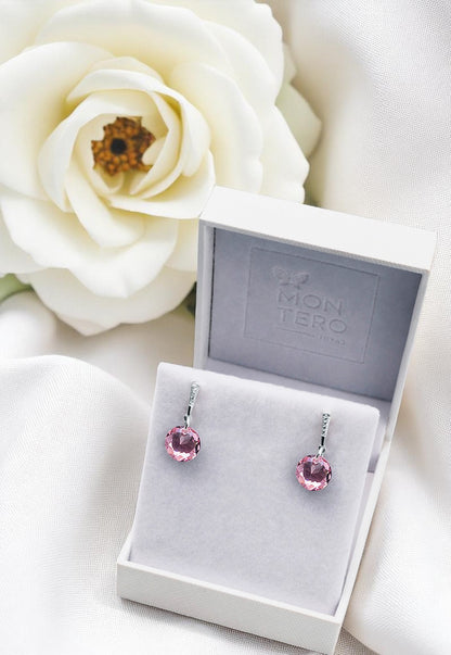 Aros Gracia Plata 925 Cristal Genuino Light Rose