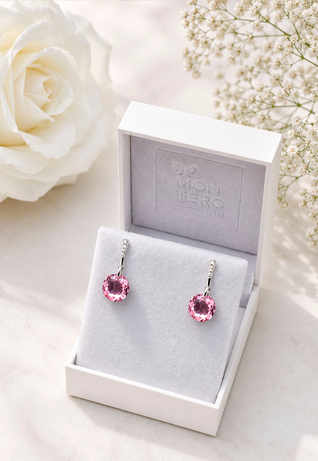 Aros Gracia Plata 925 Cristal Swarovski® Light Rose