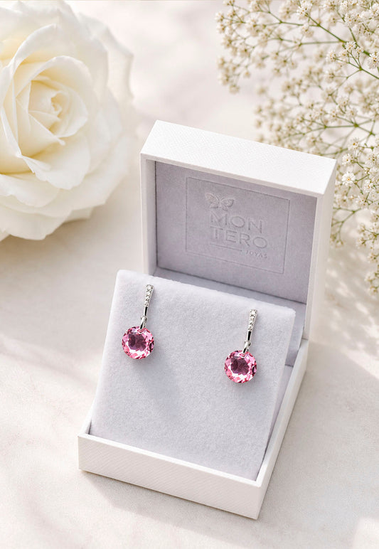 Aros Gracia Plata 925 Cristal Swarovski® Light Rose