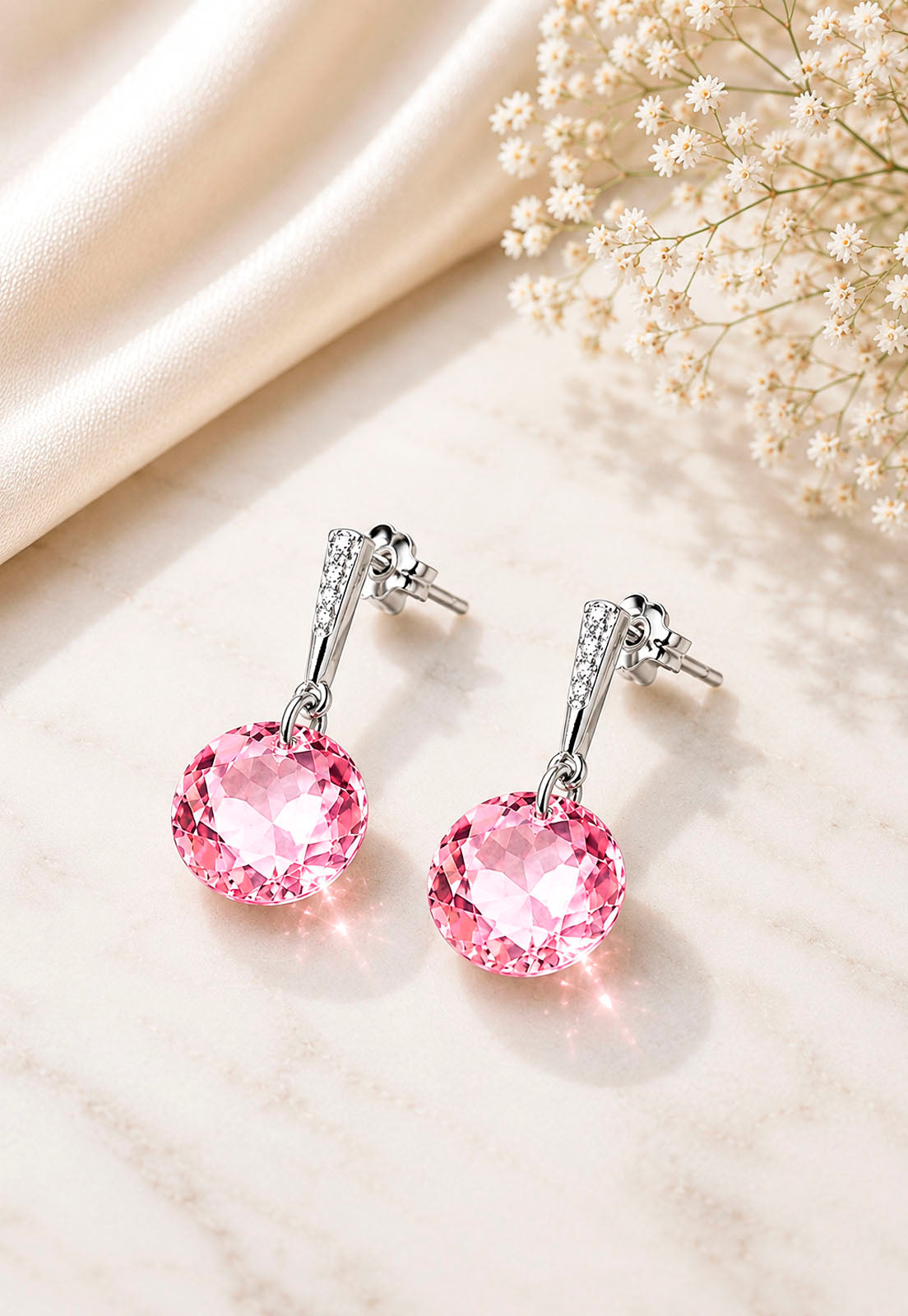Aros Gracia Plata 925 Cristal Swarovski® Light Rose