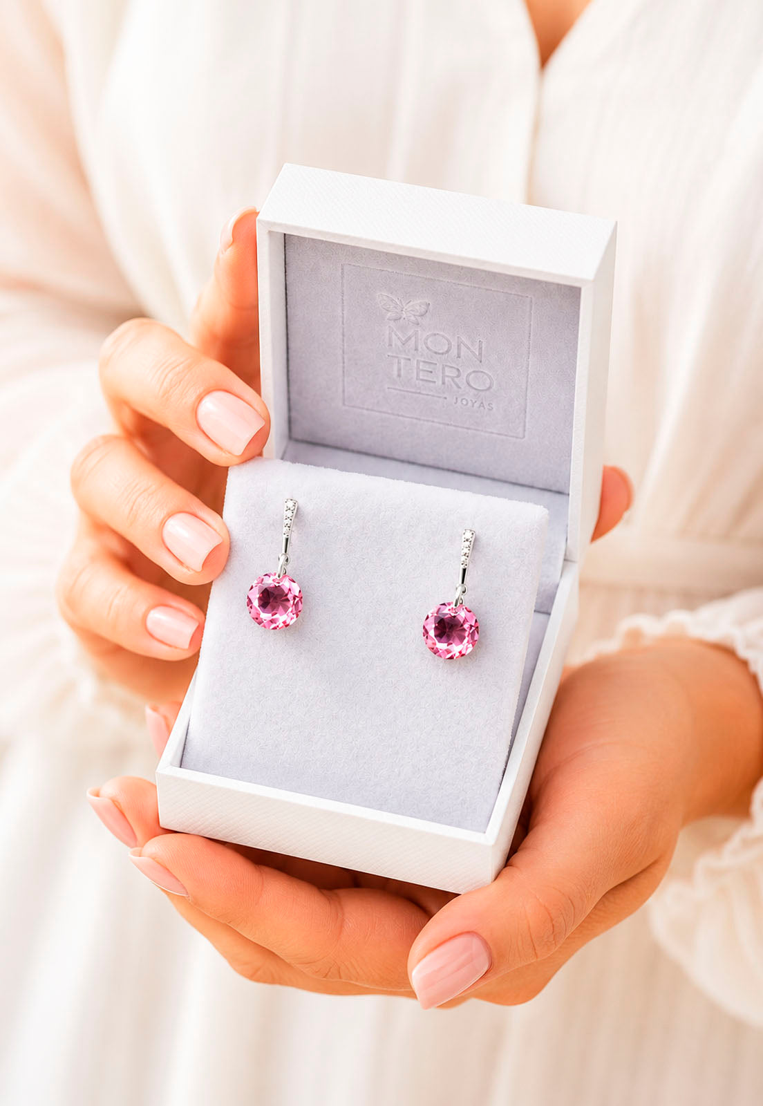 Aros Gracia Plata 925 Cristal Swarovski® Light Rose