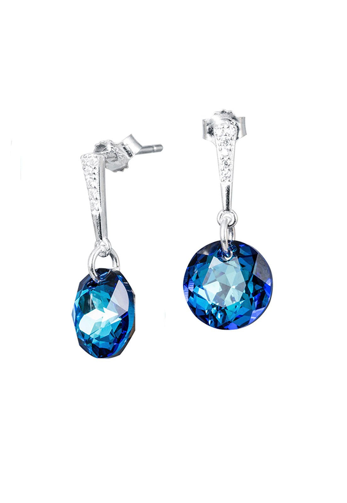 Aros Gracia Plata 925 Cristal Genuino Bermuda Blue