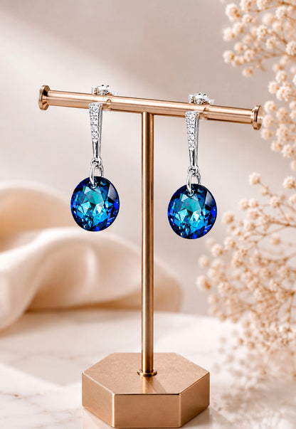 Aros Gracia Plata 925 Cristal Swarovski® Bermuda Blue