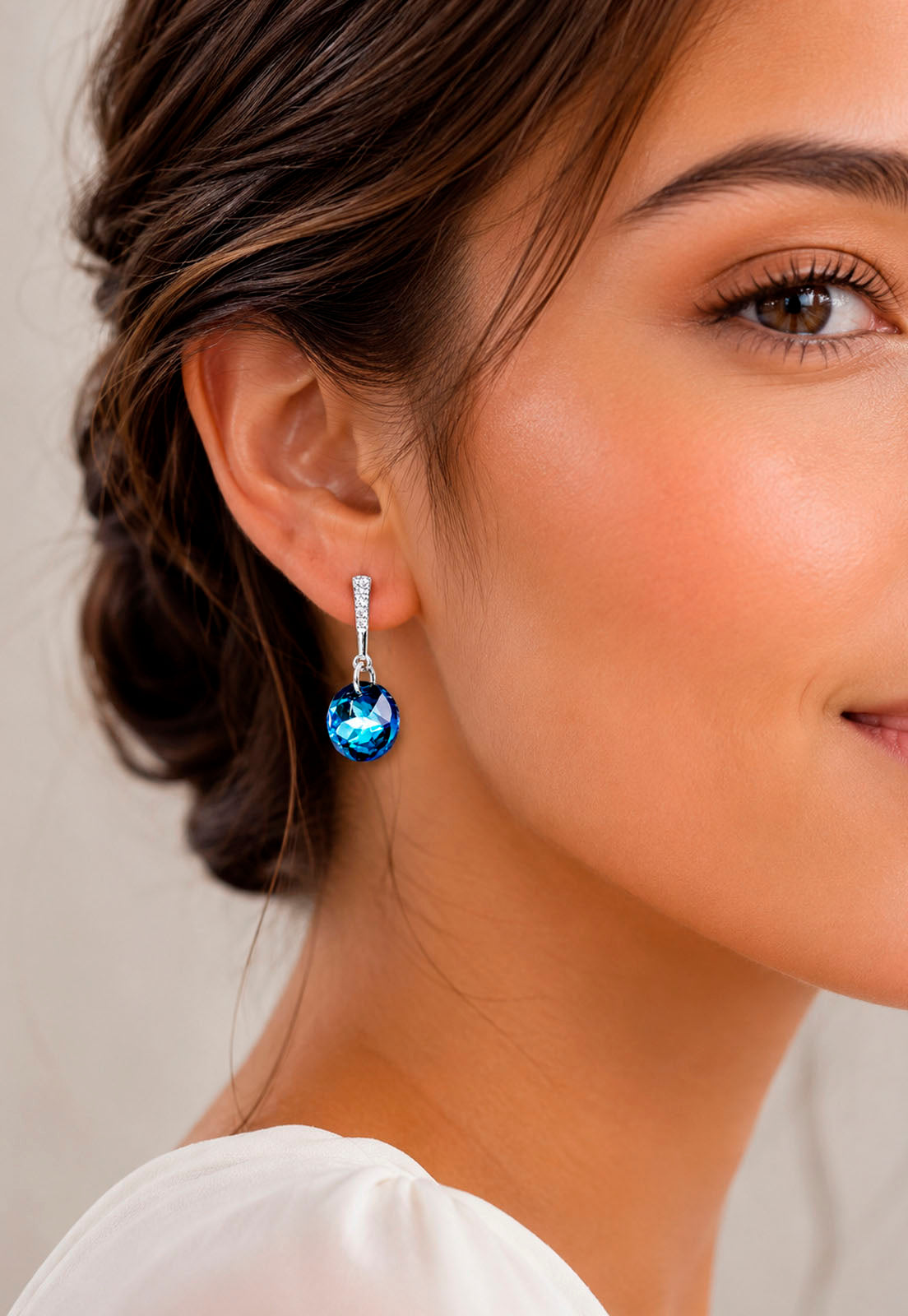 Aros Gracia Plata 925 Cristal Swarovski® Bermuda Blue