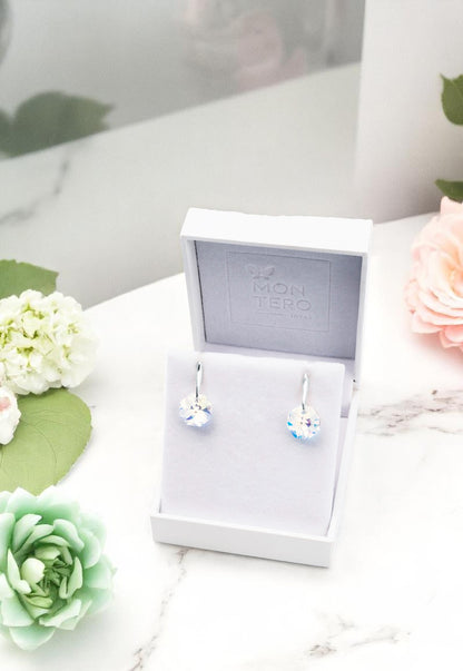 Aros Bruselas Plata 925 Cristal Genuino Aurora Boreal