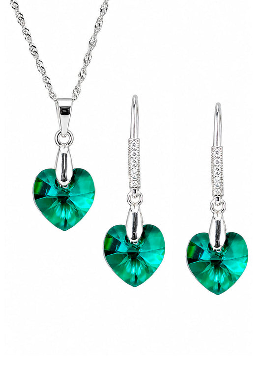 Conjunto Romance Plata 925 Cristal Swarovski® Emerald