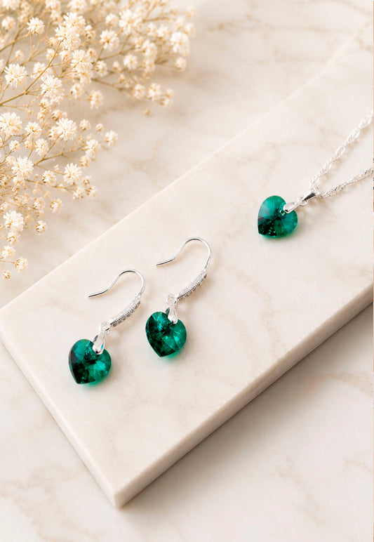 Conjunto Romance Plata 925 Cristal Swarovski® Emerald