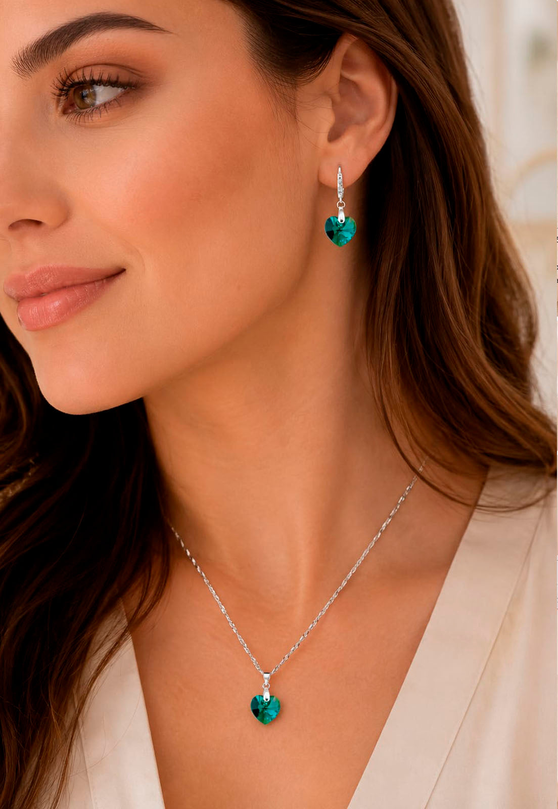 Conjunto Romance Plata 925 Cristal Swarovski® Emerald