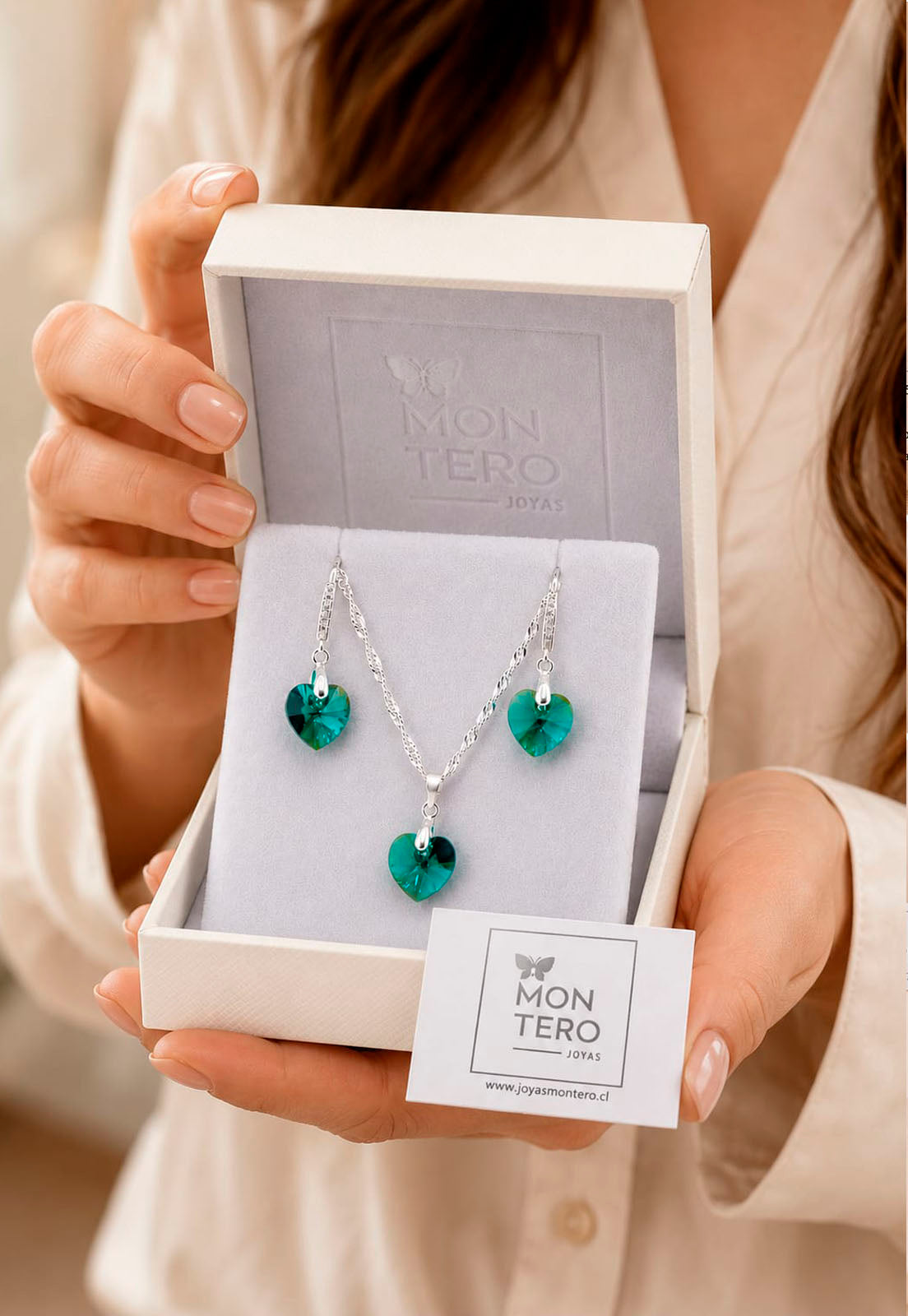Conjunto Romance Plata 925 Cristal Swarovski® Emerald