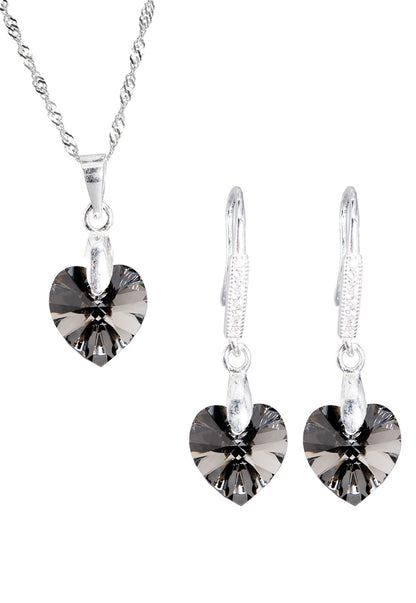 Conjunto Romance Plata Italiana 925 Cristal Genuino Silver Night