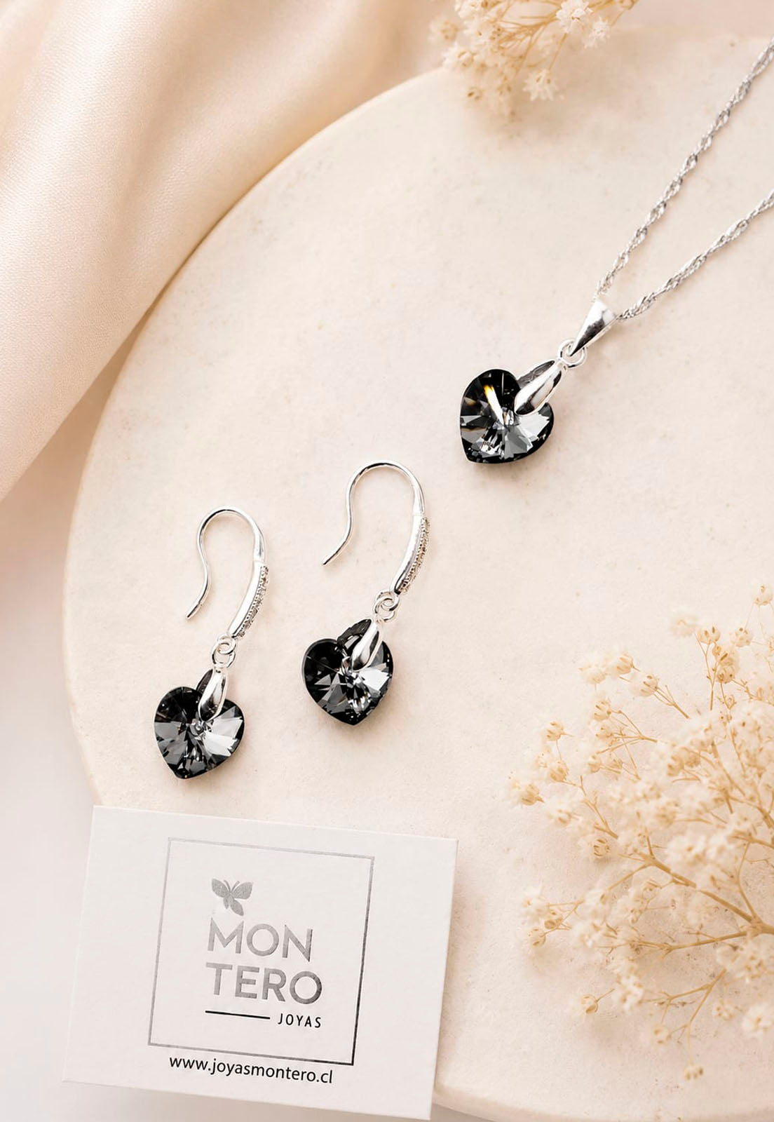 Conjunto Romance Plata 925 Cristal Swarovski® Silver Night – Joyas