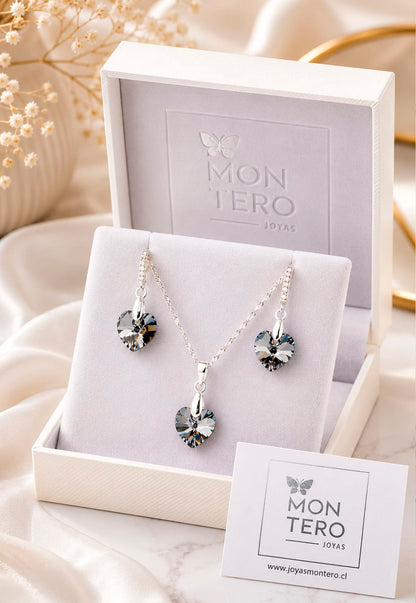 Conjunto Romance Plata 925 Cristal Swarovski® Silver Night