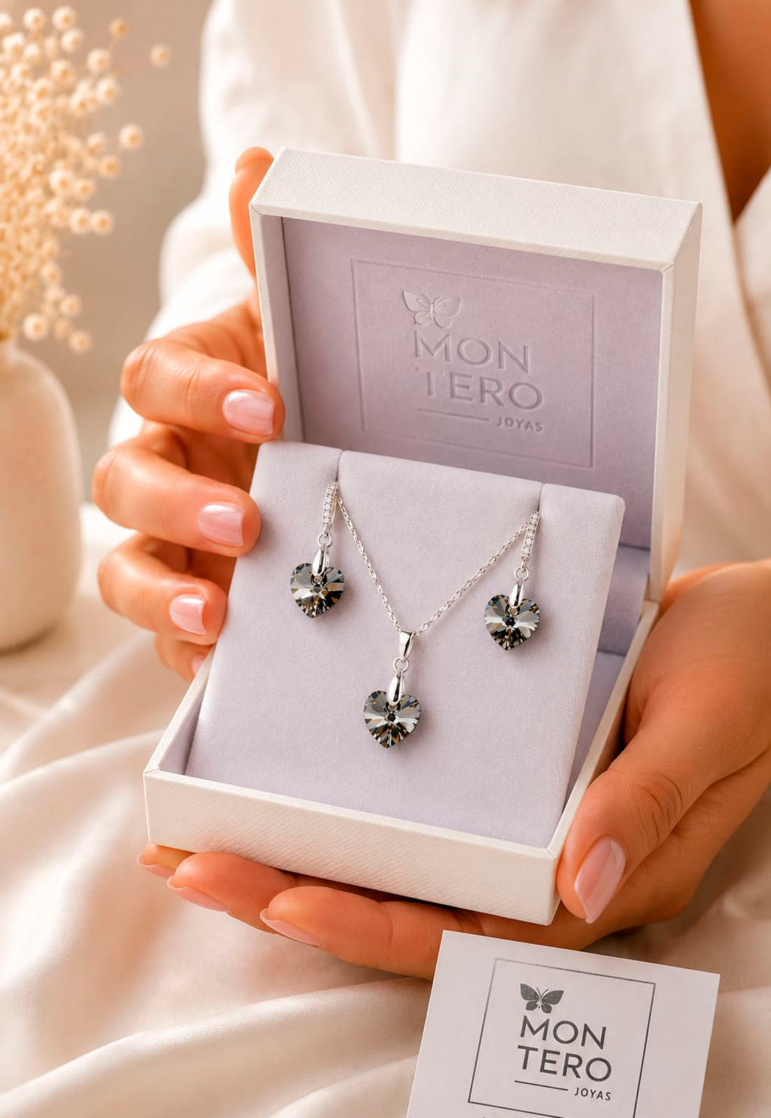 Conjunto Romance Plata 925 Cristal Swarovski® Silver Night – Joyas