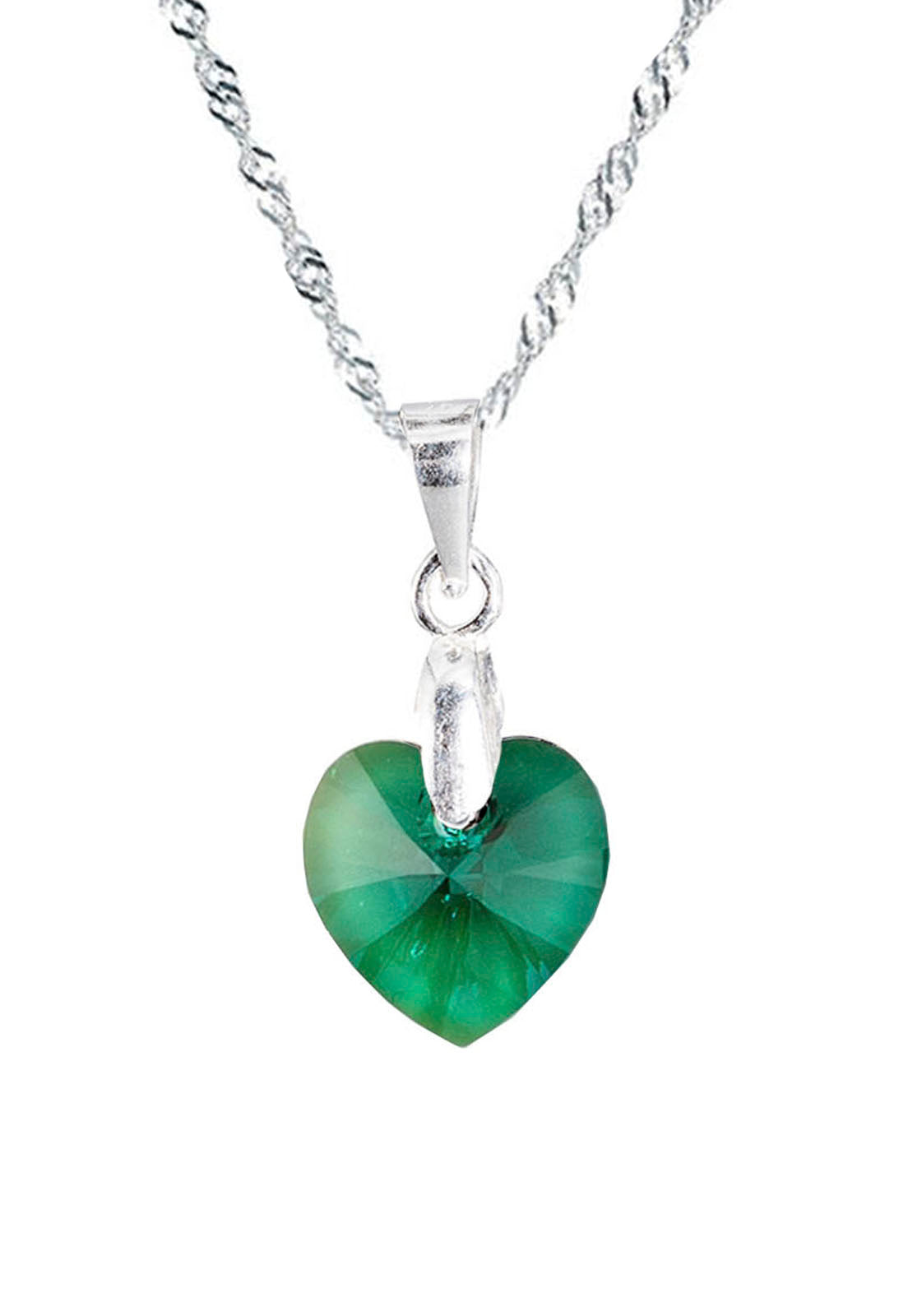 Collar Romance Plata 925 Cristal Genuino Emerald