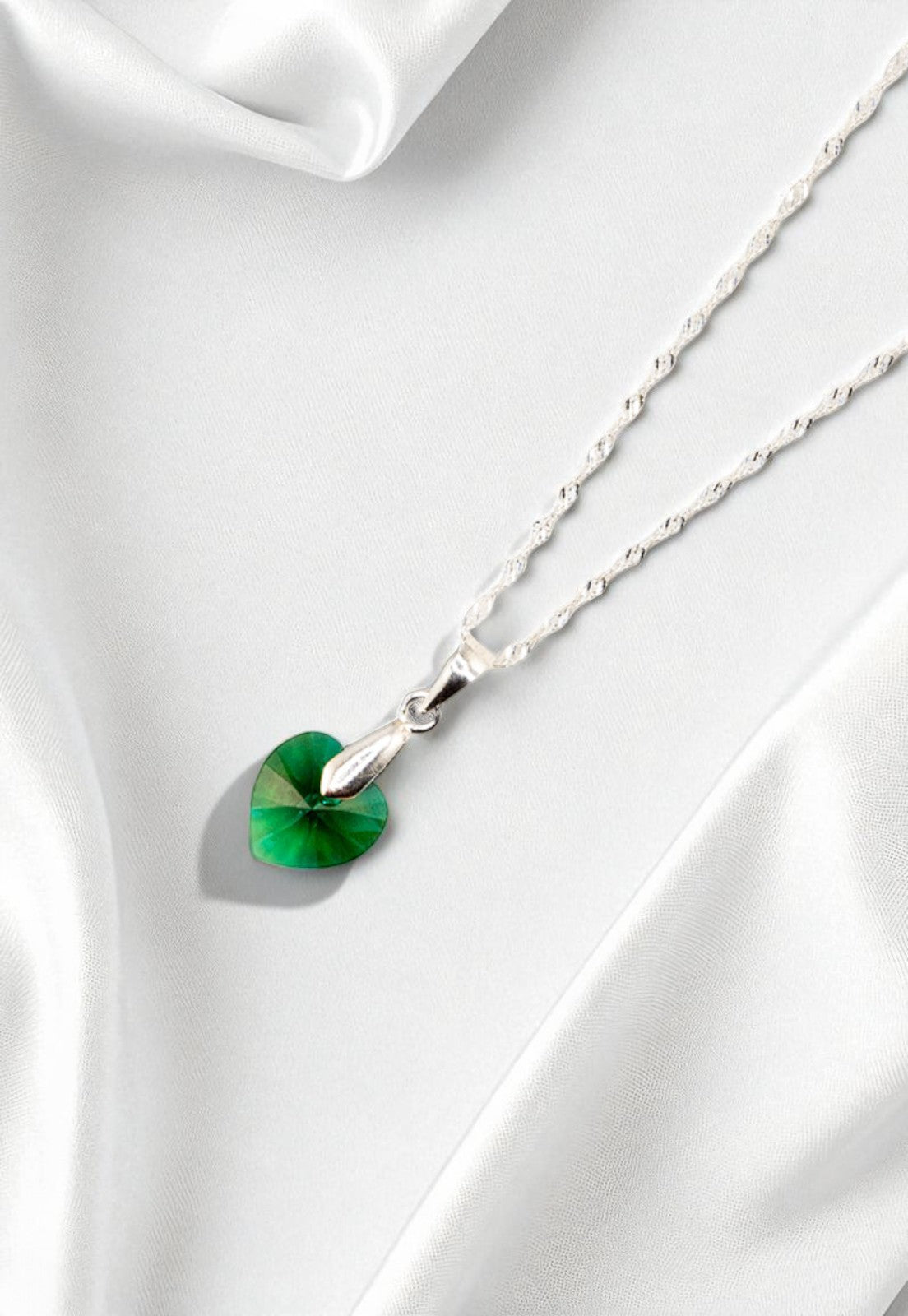 Collar Romance Plata 925 Cristal Genuino Emerald