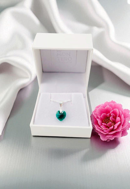 Collar Romance Plata 925 Cristal Genuino Emerald