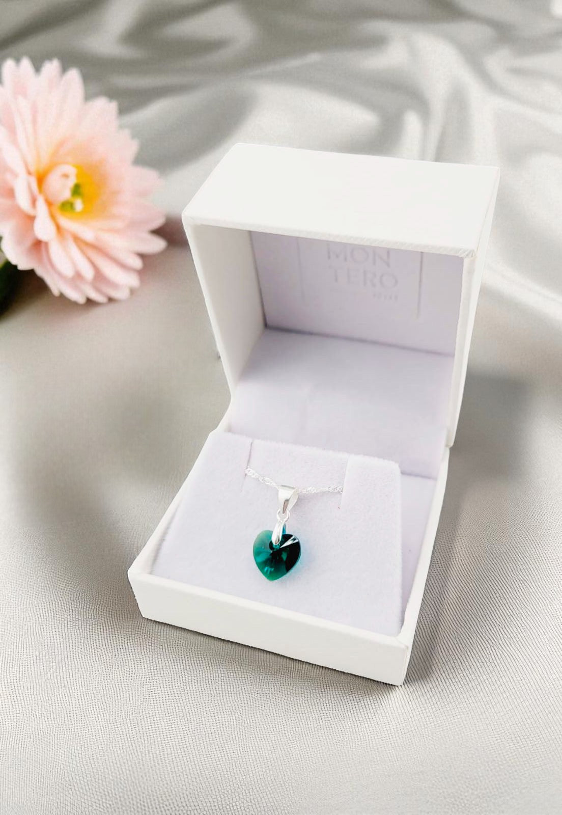 Collar Romance Plata 925 Cristal Genuino Emerald