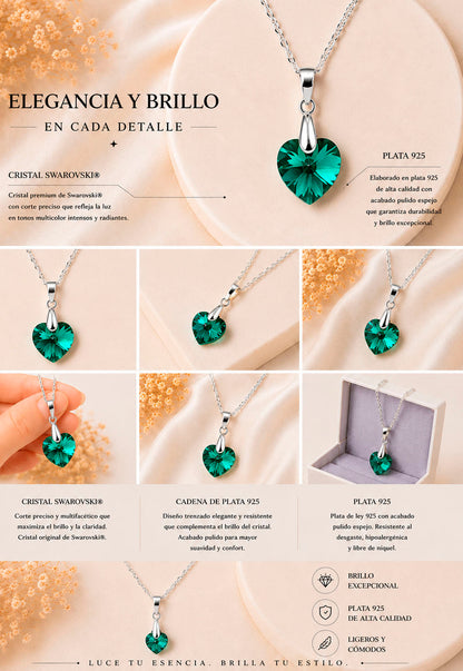 Collar Romance Plata 925 Cristal Swarovski® Emerald