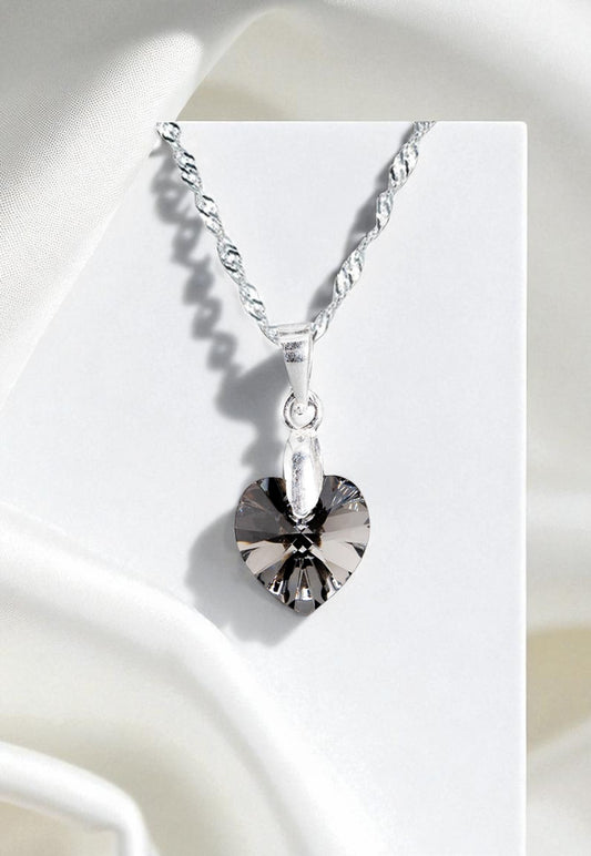 Collar Romance Plata 925 Cristal Genuino Silver Night