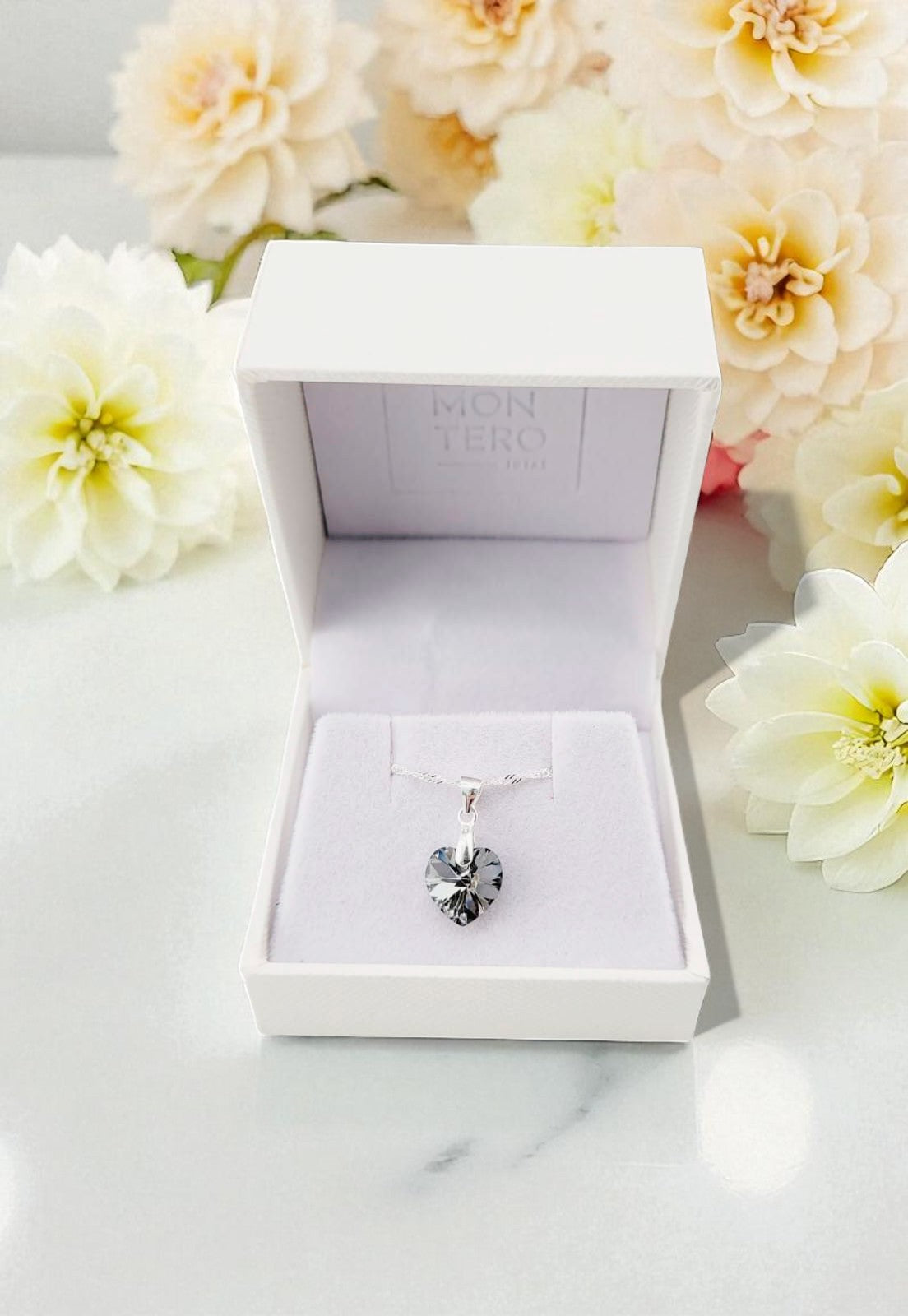 Collar Romance Plata 925 Cristal Genuino Silver Night