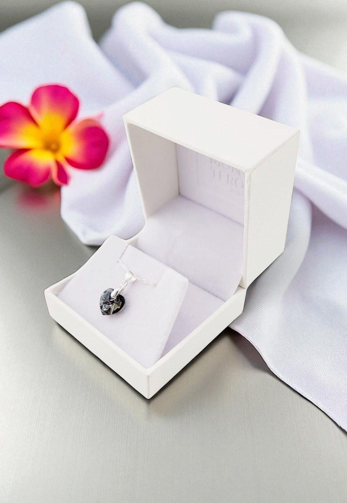 Collar Romance Plata 925 Cristal Genuino Silver Night