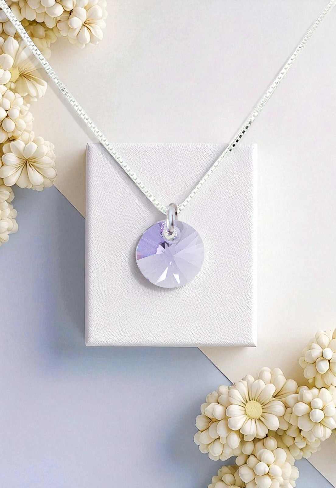 Collar Punto de Luz Plata 925 Cristal Genuino Violet