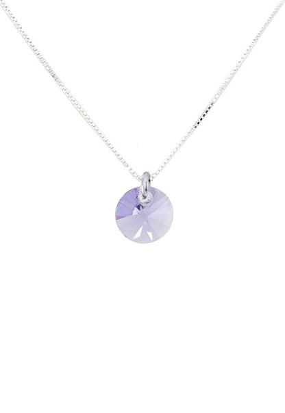 Collar Punto de Luz Plata 925 Cristal Genuino Violet