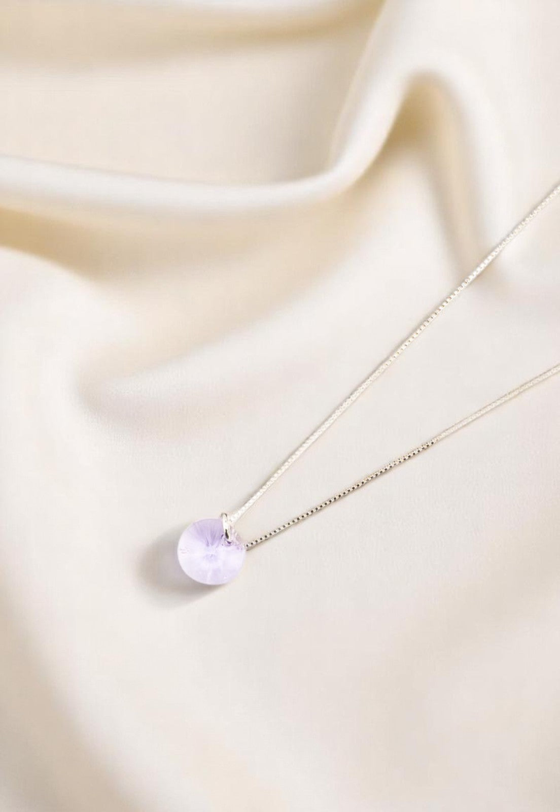 Collar Punto de Luz Plata 925 Cristal Genuino Violet