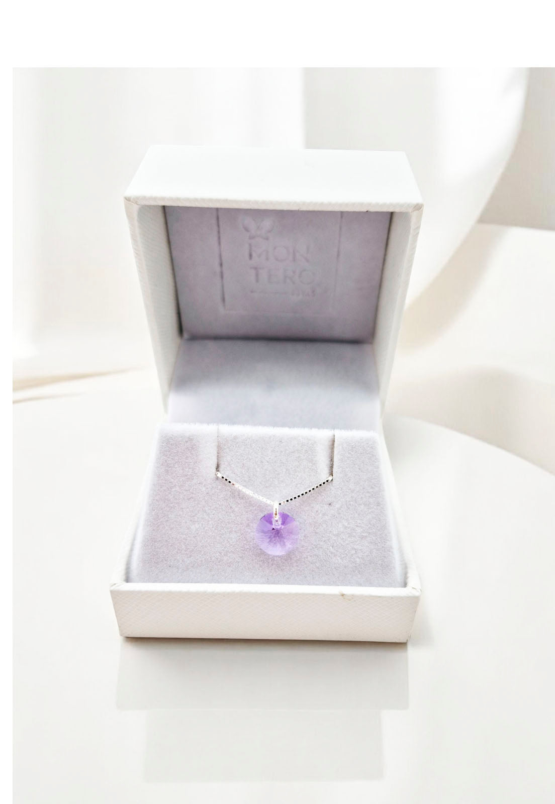 Collar Punto de Luz Plata 925 Cristal Genuino Violet