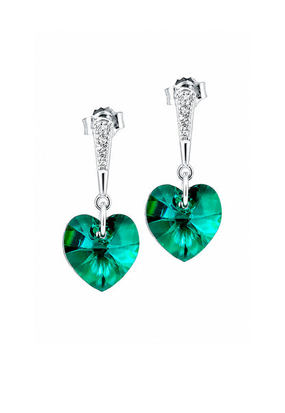 Aros Romance Plata 925 Cristal Swarovski® Emerald