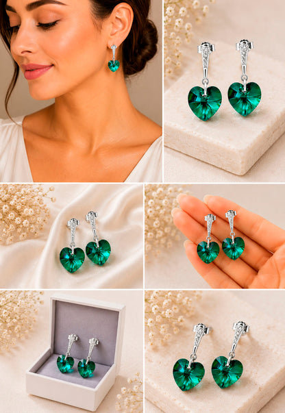 Aros Romance Plata 925 Cristal Swarovski® Emerald