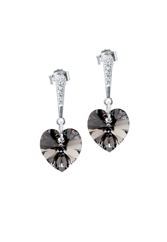 Aros Romance Plata Italiana 925 Cristal Genuino Silver Night