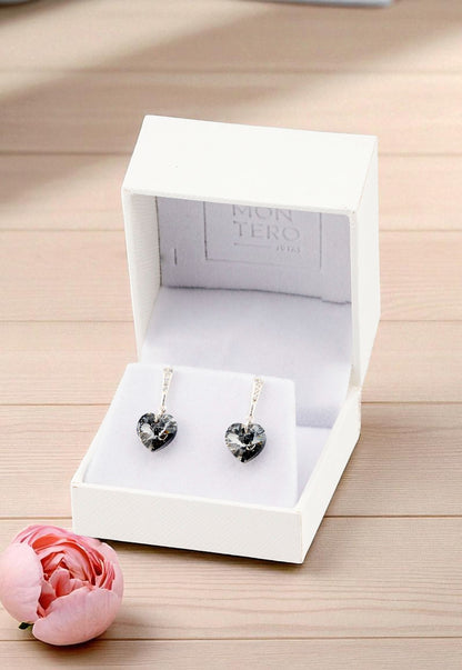 Aros Romance Plata Italiana 925 Cristal Genuino Silver Night