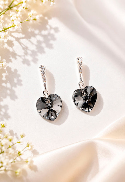 Aros Romance Plata 925 Cristal Swarovski® Silver Night