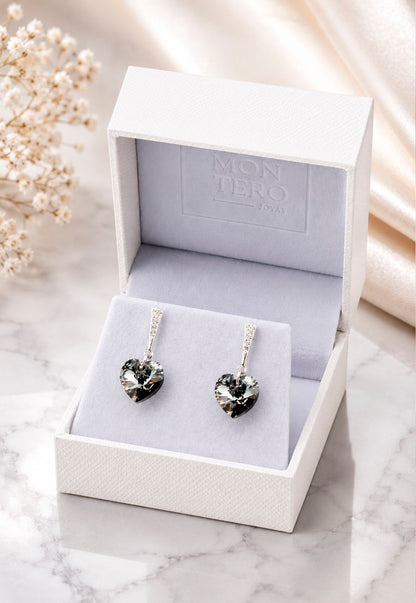 Aros Romance Plata 925 Cristal Swarovski® Silver Night