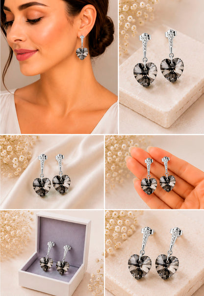 Aros Romance Plata 925 Cristal Swarovski® Silver Night