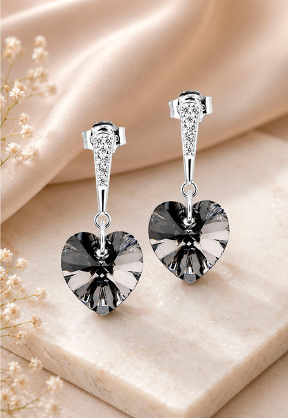 Aros Romance Plata 925 Cristal Swarovski® Silver Night