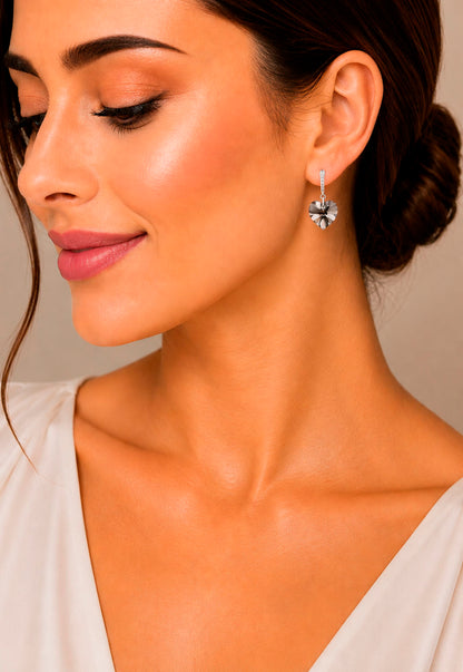 Aros Romance Plata 925 Cristal Swarovski® Silver Night
