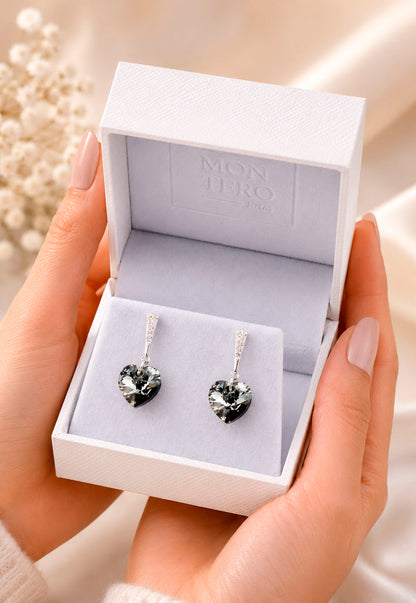 Aros Romance Plata 925 Cristal Swarovski® Silver Night