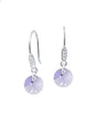 Aros Punto De Luz Circon Plata 925 Cristal Genuino Violeta
