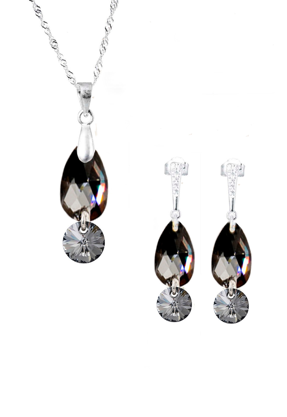 Conjunto Manuela Plata 925 Cristal Genuino Silver Night